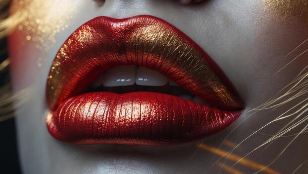 About Us an elegant closeup of red lips featuring glamorous makeup and stunning aesthetic appeal photo